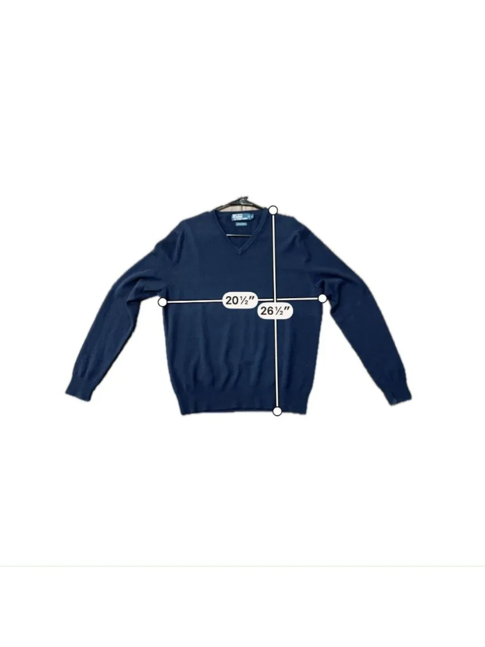 Polo Ralph Lauren Large Mens Navy V-Neck Cashmere Sweater Old Money Quiet Luxury